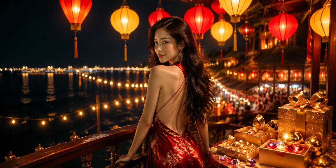 Người dùng tại chợ đêm Huế đăng ký tài khoản và nhận thưởng trực tuyến qua điện thoại