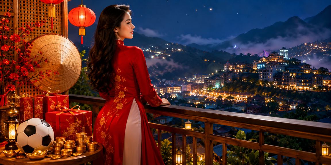 Người dùng tại Sa Pa xem thông tin cá cược và jackpot trực tuyến trong trang phục áo dài truyền thống